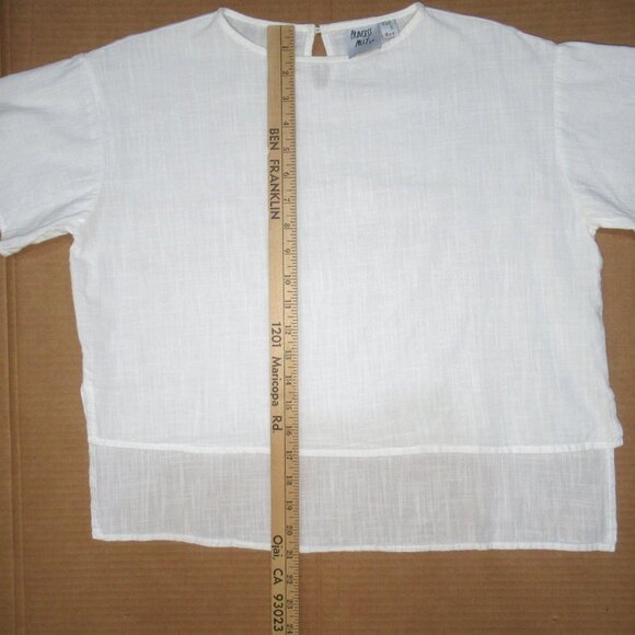 Princess Polly White Cotton Sheer Hem Top | Size US 0 - Picture 4 of 10